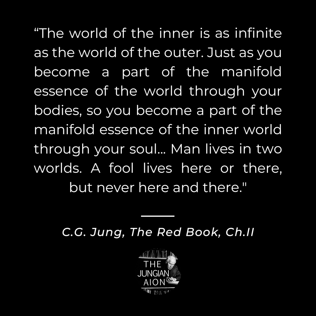 Quote from C.G. Jung about the inner and outer worlds, emphasizing the importance of both in human existence.